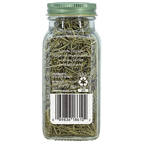 Simply Organic Whole Rosemary Leaf, Pungent Aroma, Kosher, Fresh Earthy Taste &amp; Herbaceous, 1.23 Ounce, USDA Organic