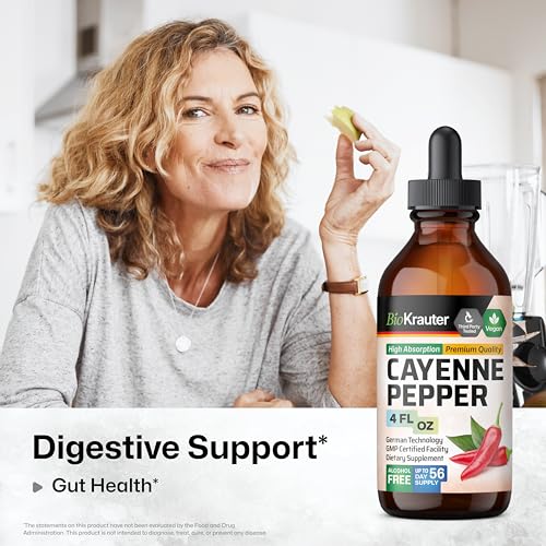 BIO KRAUTER Cayenne Pepper Extract Liquid for Digestive Support - Sugar & Alcohol Free - 4 Fl.Oz.
BIO KRAUTER Cayenne Pe