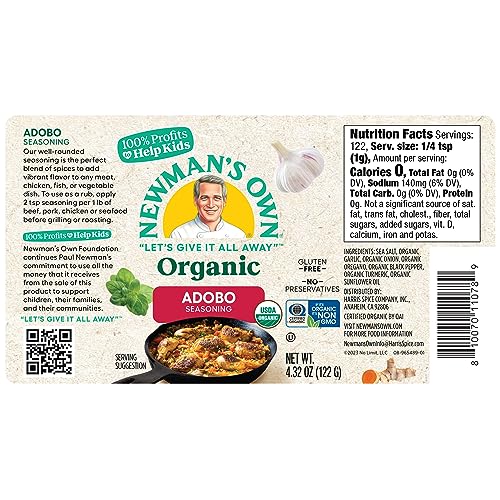 Newman's Own Organic Adobo Seasoning - Perfect All Purpose Seasoning for Health-Conscious Cooking; USDA Certified Organ