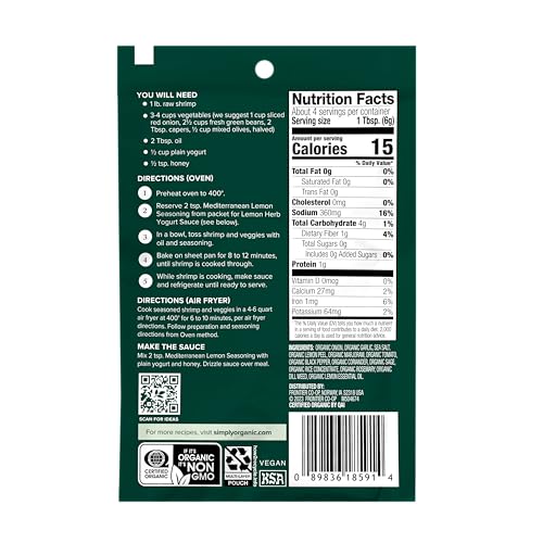 Simply Organic Seasoning Sheet Pan Mediterranean Lemon Organic for Healthy Snacking
| USDA Organic Simply Organic Seaso