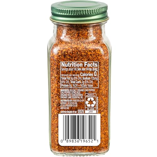 Simply Organic Chili Lime Seasoning, Organic, Premium Flavor for Healthy Cooking, Ideal for Vegans and Health-Conscious